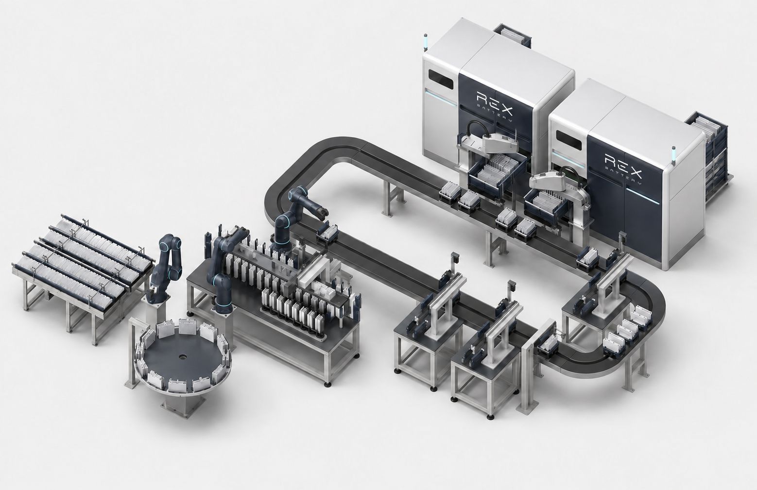Render: REX module assembly line